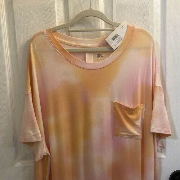 NWT Stars Above Plus 1X Sleep Shirt Nightgown Tie Dye Pink Modal Soft Pajama - Picture 2 of 16